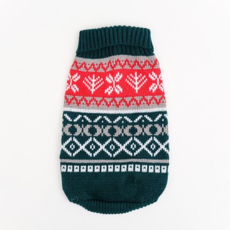 Sweater knitted with ornaments, size L (DS 26, OG 32-42, Osh 22-32 cm), Green-6
