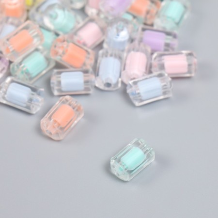 Plastic beads "Cylinder with colored middle" Gloss Mix 20 g 1.2x0.7x0.7 cm-1