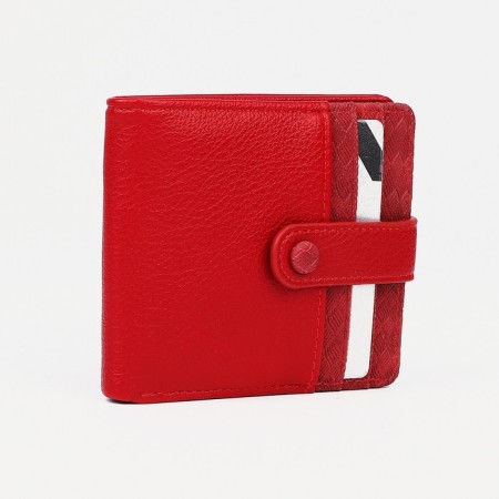 Women's wallet on the button, red color-2