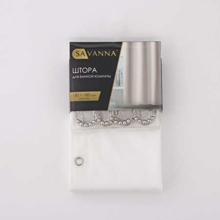 Savanna Elegant Bathroom curtains, with eyelets and metal rings, 180 × 180 cm, Peva-3