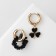Earrings with the removable element "Transformer" Clover-heart, black color in gold