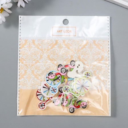 Set of buttons of decorative+ decor tree "Bicycles and mopeds" (set 12 pcs) 2x3 cm-3