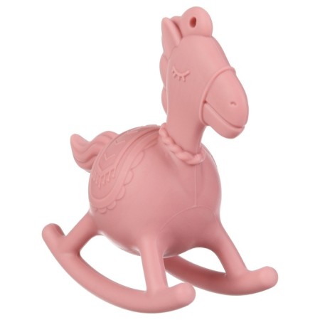 Toy - silicone cutter with a rattle "horse", pink color, crumb I-2