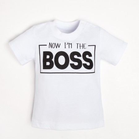 T-shirt Children's baby Me "Little Boss", height 86-92 cm, white color