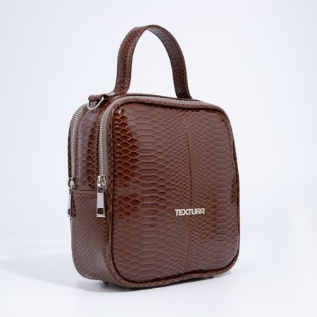 Women's bag over the shoulder Textura, small size, brown color-2