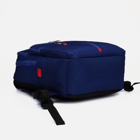 A backpack with a zipper, Rise, 2 external pockets, a laptop department, blue color-4