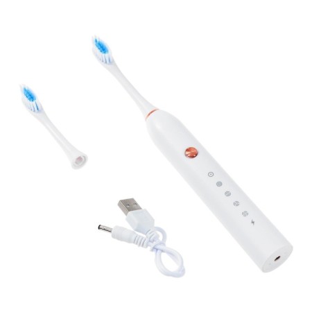 Luazon LP-005 electric toothbrush, vibrational, 2 nozzles, from battery, white-7