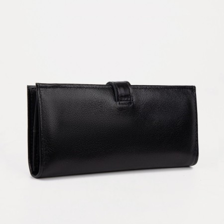 Male purse on a button, for bills, for cards, for coins, black color-1