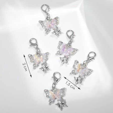 Charm "Butterflies" duet, lilac-radiant color in silver