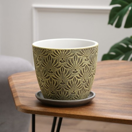 Flower Pot "Fan" yellow bud No. 3 2.15 liters