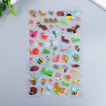 Plastic sticker volumetric "animals, insects and crop" MIX 14.5x25 cm-1