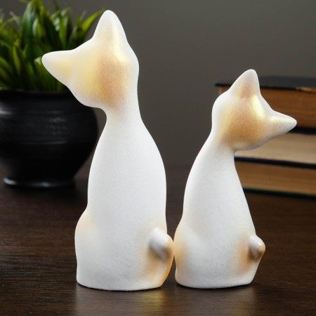 Figure "Love Cats Eared" 7x13x17cm white/gold (set 2pcs)-2