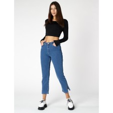 Women's cool jeans with a high -waist of blue, size 44