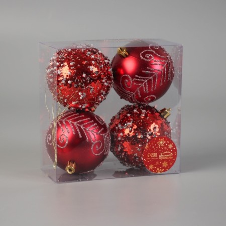 Set of balls plastic D-8 cm, 4 pcs "Gareth" red-1