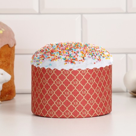 Paper forms for cupcake, muffins and kulich "XV red" 134x90 mm (packing 1400 pcs)
