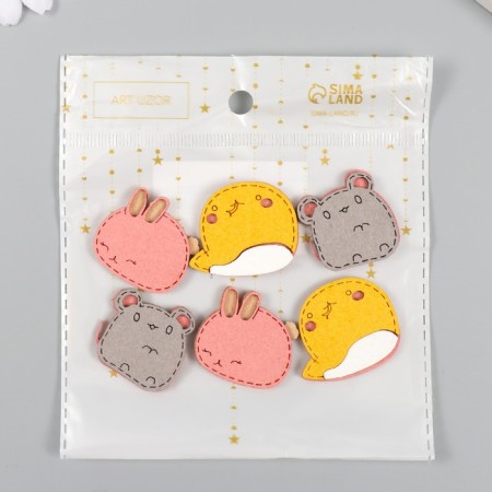 Decor for creativity claims. suede "Funny animals" mix 3.5x3 cm-3