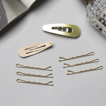 Invisible hair "Adele" (set 10 pcs) 5 cm, gold-1