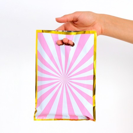 Gift, metallized, "fan" pink 17x25 cm, 20 microns 10 pcs set-1