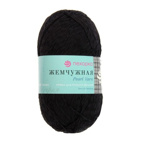 Yarn "Pearl" 50% cotton, 50% viscose 425m/100g (02-black)-2