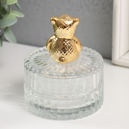 Casket glass, ceramics "Golden Bear" 7.8x7.8x9.5 cm-3
