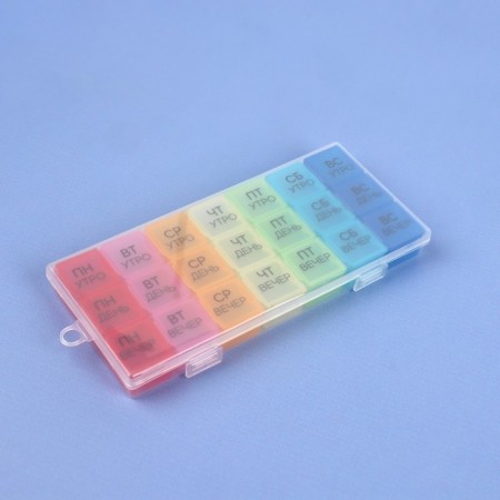 Airman - Organizer "Week", removable cells, morning/day/evening, 19.2 × 8.5 × 2.1 cm, 7 containers of 3 sections, multi -colored-5