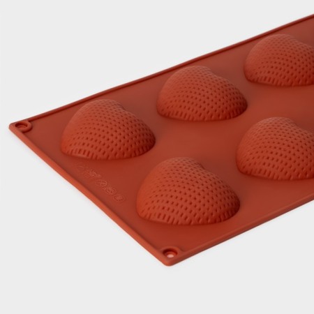 Baking uniform “Heart”, silicone, 29 × 17 × 1.5 cm, 8 cells (6 × 5 × 1.5 cm), brown color-2
