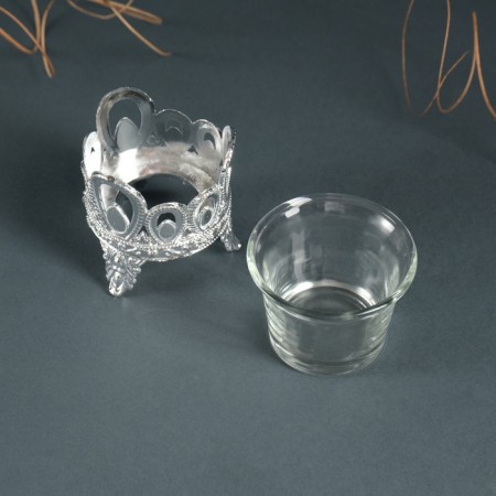 Climber Plastic, glass for 1 candle "droplets" silver 7x6x6 cm-5