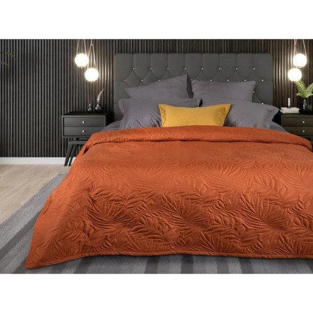 ARTI bedspread, size 140x200 cm, Terracotta color