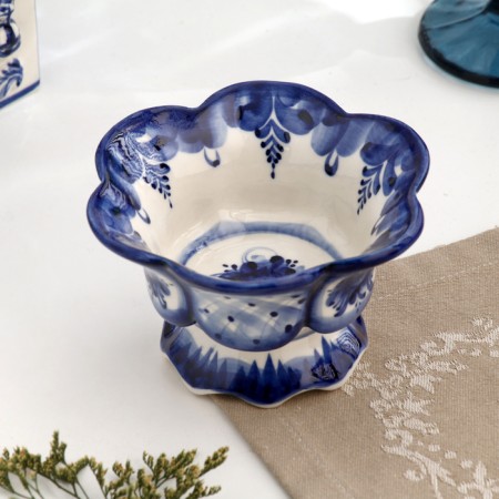 Vase for jam, small, gzhel, porcelain, 7x12 cm-1
