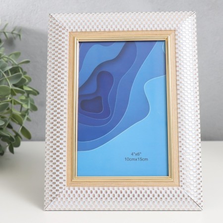 Photo frame plastic 10x15 cm "Golden dams on white" 20x15 cm
