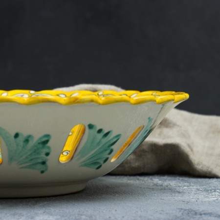 Rishtan ceramics "Patterns", 28 cm, yellow fruit-2
