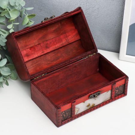 Casket Wood Elevated "Roses and Stamps" set 2 pcs 6.5x11.5x7.5, 10.5x17x10.5 cm-2