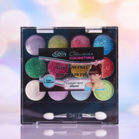 Cosmetics set for girls: shadows, shine, applicator-4