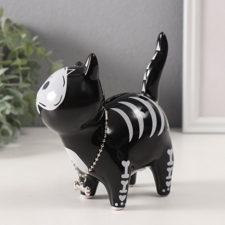 Копилка керамика "Котик-скелет" 12,4х6,6х13,8 см-1