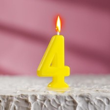 Свеча в торт на шпажке, цифра 4, МИКС, 4.5х2.5 см