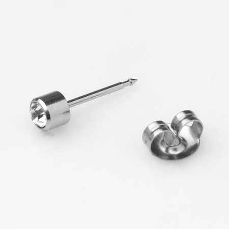 Disposable pistol for piercing, earring included "classics", white color in silver-8