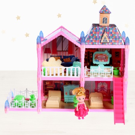 House for dolls "Fairytale life on the villa" with a doll, pets and accessories-7