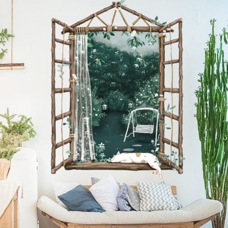 Stick plastic interior color "window in the garden" 30x80 cm set 2 sheets