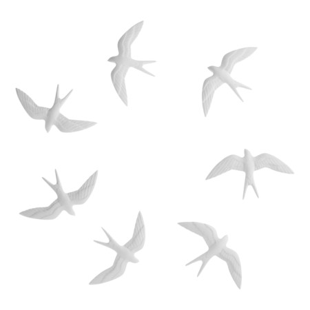 The decoration is wall, gypsum panel "Swallows", 7 pcs, 18 x 11 cm, white
