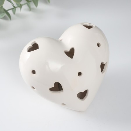 Souvenir Ceramics Light "Heart" White 12.3x9x8.6 cm-5