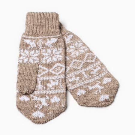 Women's mittens, beige color, size 18-1