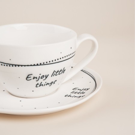 Set of Porcelain SL Home "House", 4 objects: 2 cups 275 ml, 2 saucers d = 15.5 cm, white color-2
