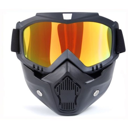 Mask glasses for motor vehicles, collapsible, golden chrome glass, black-1