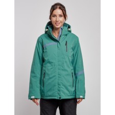 Ski jacket female winter, size 56, green color