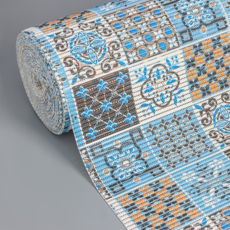 Bathroom rug "Transfiguration", width 65 cm, roll 15 m, orange-blue color