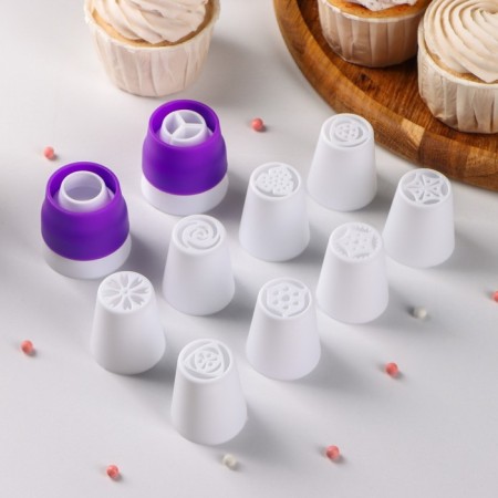 A set of pastry troops, 8 nozzles (d = 3.5 cm), 2 adapters-5