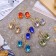 Earrings with rhinestones "rectangle" party, color mix