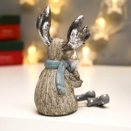 Souvenir Polystone Light "Losik with silver horns with a candle" MIX 15.5x7x8.7 cm-4