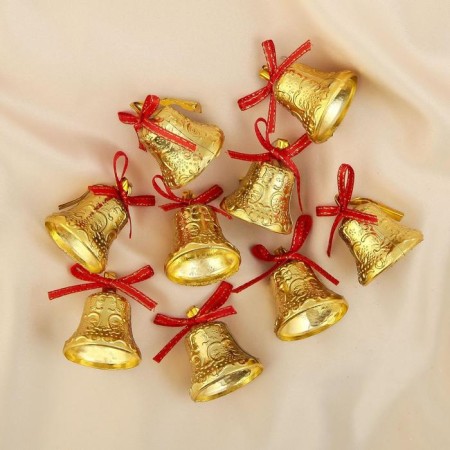 Christmas tree decoration "Openland bells" (set 9 pcs) 2.5 cm, red-golden
