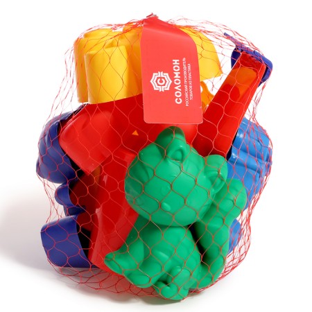 Set for playing in sand No. 111: 6 molds for sand, scoop, rake, bucket, mix-9